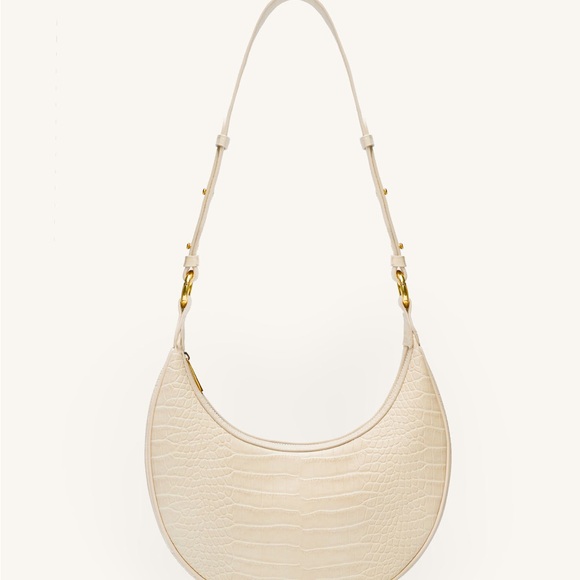 Carly Saddle Bag Ivory Cream Croc Embossed Shoulder Bag JW PEI Excellent Shape - Picture 1 of 8
